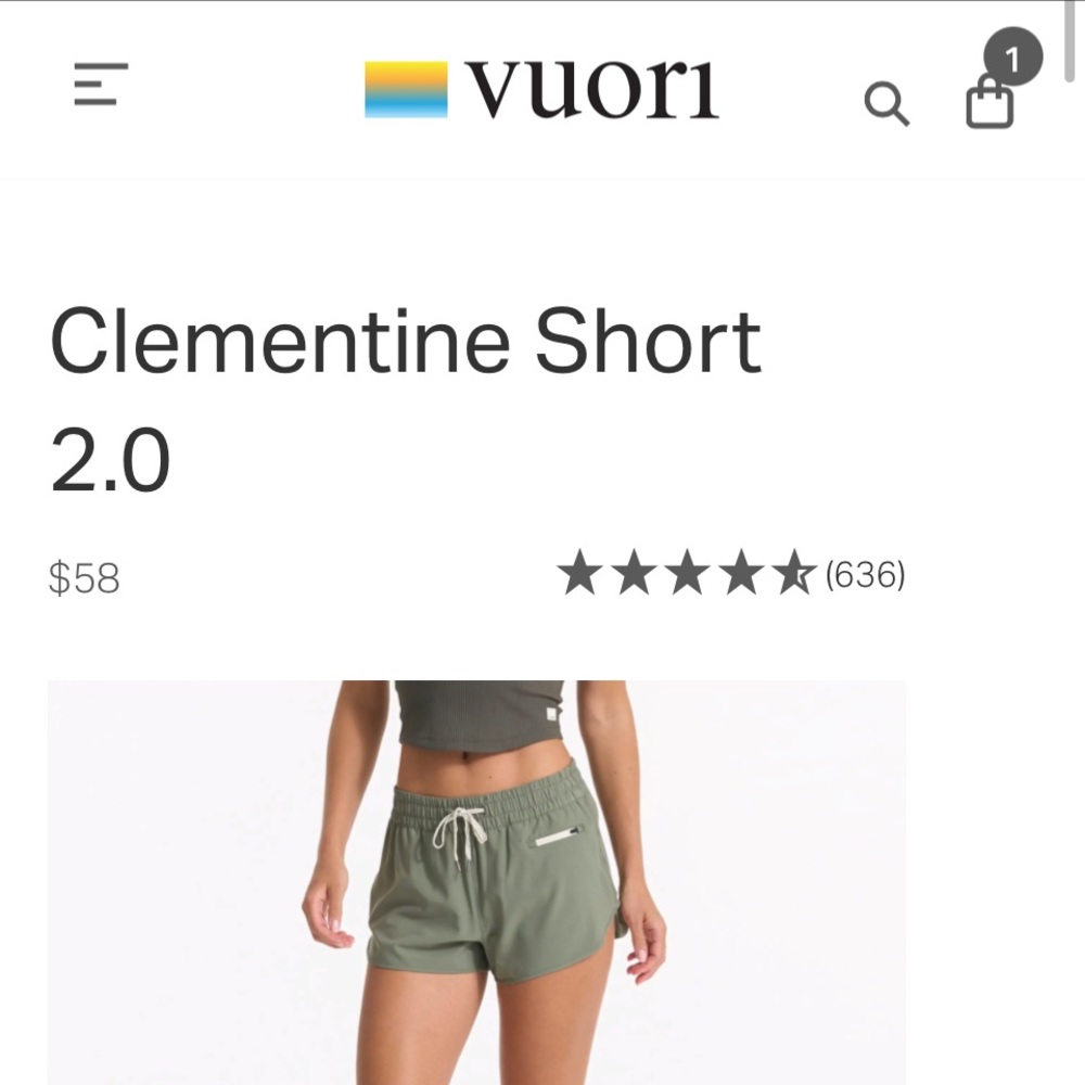 Vuori shorts, size medium, clementine/green